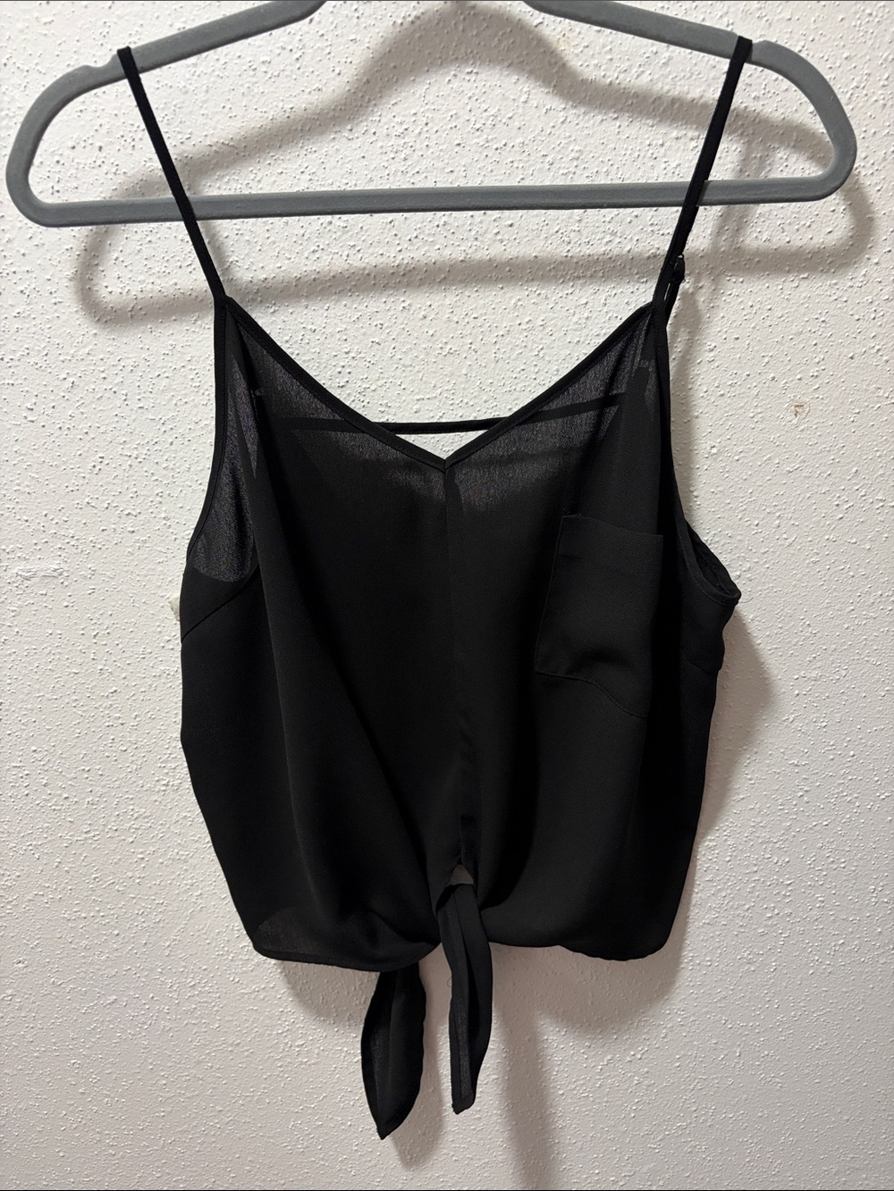 Foreign Exchange Black Tie-Front Spaghetti Strap Cami
